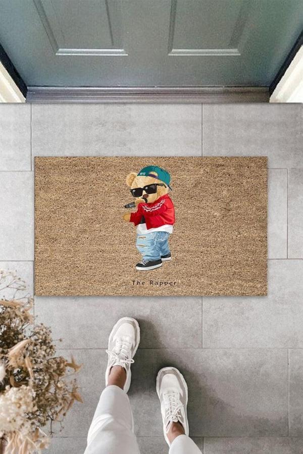Bej Kapı Önü Paspası The Rapper Ayıcık Desen  K-3339 - Image 1