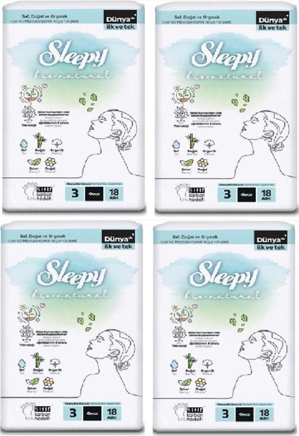 Sleepy Bio Natural Premium Plus Hijyenik Ped Gece 72 Adet - Image 1