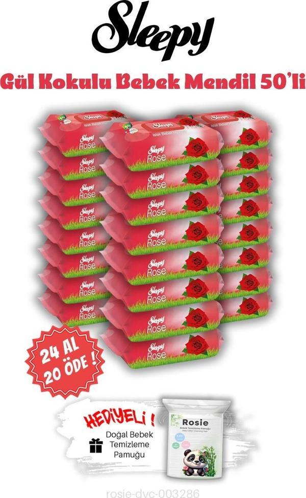 Islak Bebek Mendil 24 AL 20 ÖDE Sleepy Gül Kokulu 50'li ve ROSIE - Image 1