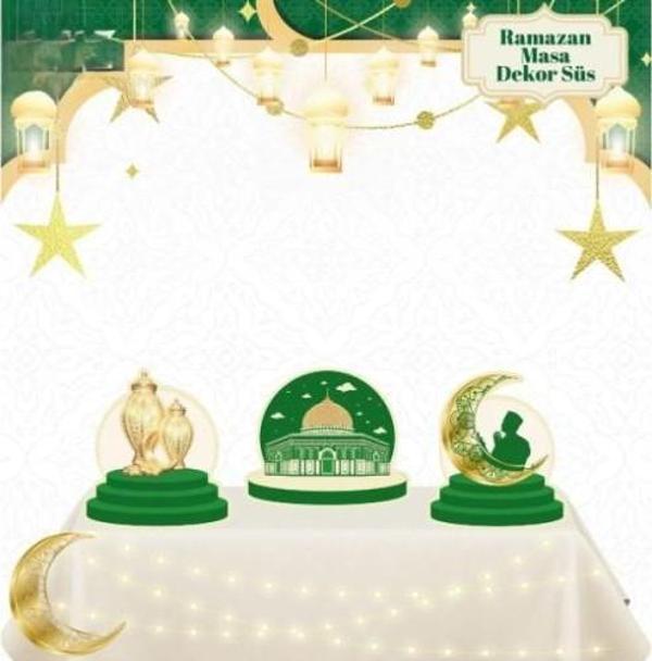 Masa Üstü 3'lü Ramazan Süsü Yeşil - Image 1