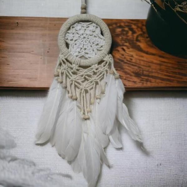 Rüya Kovan Dream Catcher Beyaz Kuş Tüylü - Image 1