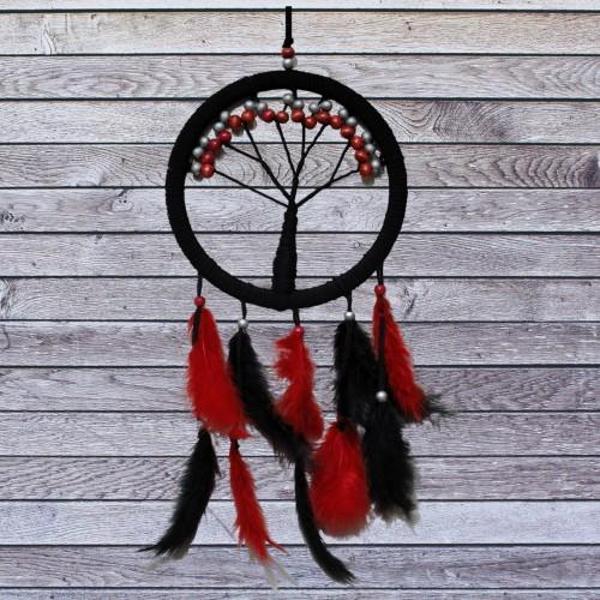 Siyah Kırmızı Hayat Ağacı Dream Catcher - Image 1