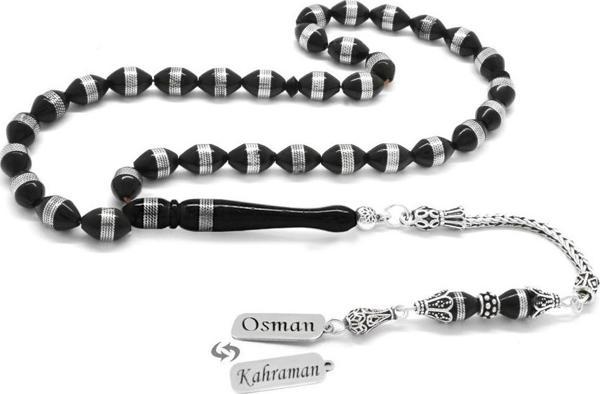 925 Ayar Gümüş İsme Özel Püsküllü Arpa Kesim Metal Sarmal Kuka Tesbih - Image 1