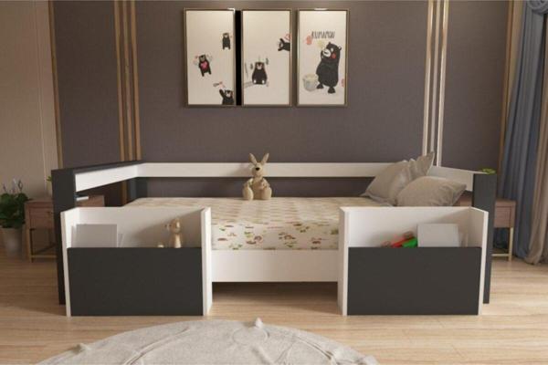 Herseycik Ninnimo Beyaz Antrasit Cepli Çocuk 90X190 Yatak Uyumlu Karyola - Image 1