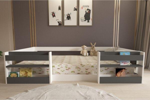 Ninnimo Vega Montessori Suntalam Kitaplıklı Karyola M6 Beyaz - Antrasit 90X190 Yatak Uyumlu M 2009 - Image 1