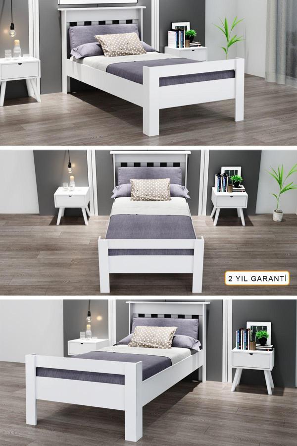 Ninnimo Still 90X190 Yatak Uyumlu Beyaz Mdf Tek Kişilik Karyola - Image 1