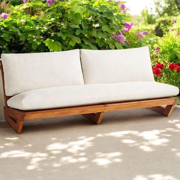 Zerka Concept Conforlove Bahçe Balkon Masif Kayın Ahşap Koltuk 1 Adet İkili Koltuk - Image 1