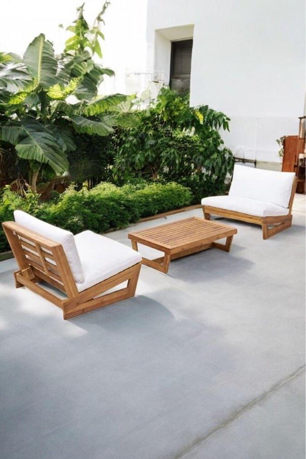 Zerka Concept Conforlove Bahçe Balkon Masif Kayın Ahşap Koltuk 2 Adet Tekli Koltuk ve Orta Sehpa - Image 1