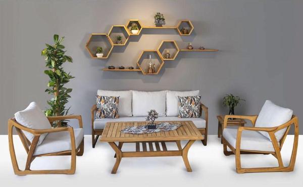 Zerka Concept Firuze Masif Ahşap Bahçe Balkon Koltuk Kestane Ağacı 3+1+1 Koltuk, Masa Takımı - Image 1