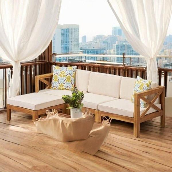 Zerka Concept Widecross Masif Kayın Ahşap Bahçe Balkon Köşe Takımı Sehpasız Meşe - Image 1