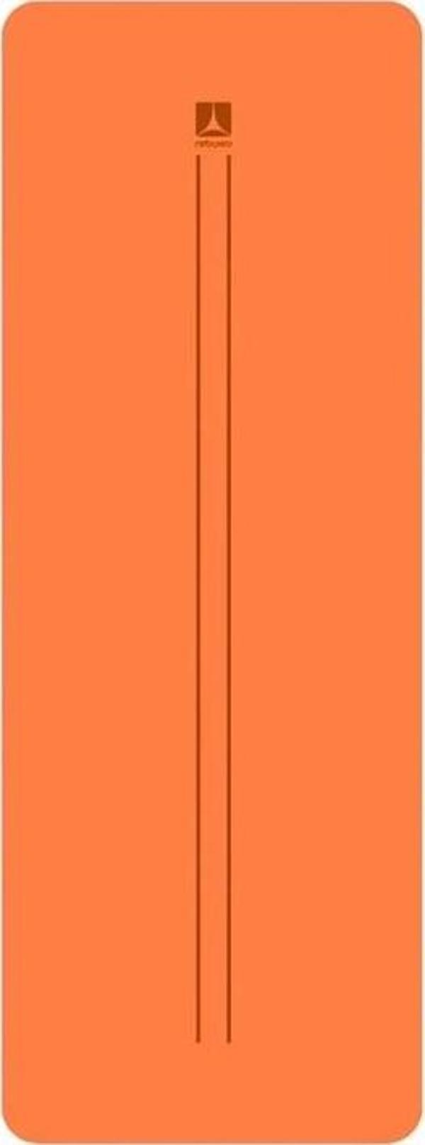 Rebuwo Çift Çizgi Tasarımlı 5mm Kauçuk Yoga Mat Pilates Mat Turuncu - Image 1