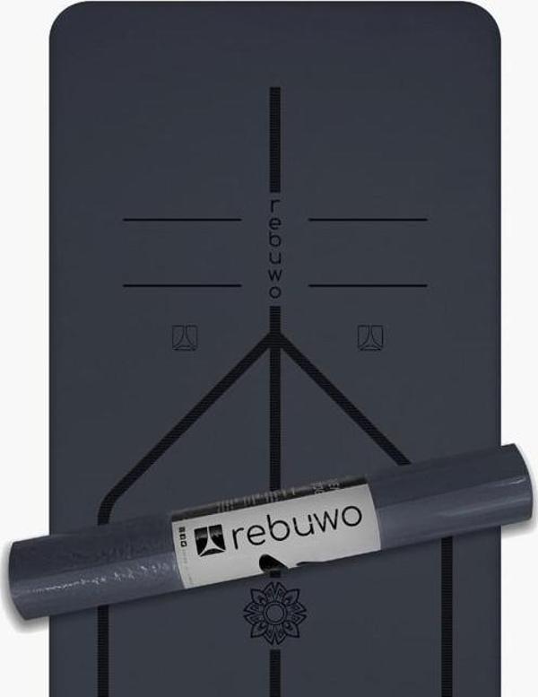 Rebuwo Hizalama Tasarım 5mm Kauçuk Mat Kaydırmaz Yoga Mat Pilates Mat siyah - Image 1