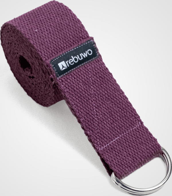 Rebuwo Koyu Mor Yoga Kemeri, Doğal Pamuk 184 cm,Yoga ve Pilates İçin İdeal, Dark Purple Cotton Yoga Strap  - Image 1