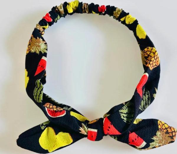 KUMAŞ ANANAS KARPUZ LİMON DESENLİ FİYONK SAÇ BANDI - Image 1
