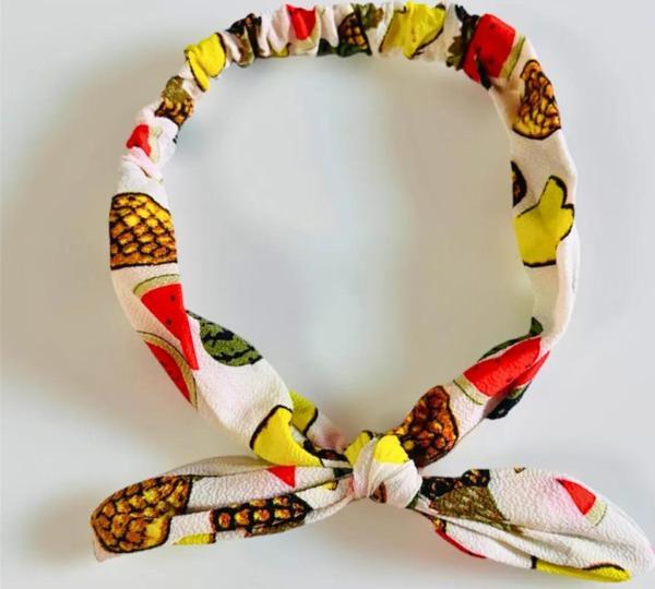 KUMAŞ ANANAS KARPUZ LİMON DESENLİ FİYONK SAÇ BANDI - Image 1