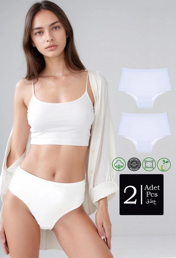 2'li Paket Pamuklu Extra Esnek Bato Yüksek Bel Külot - Image 1
