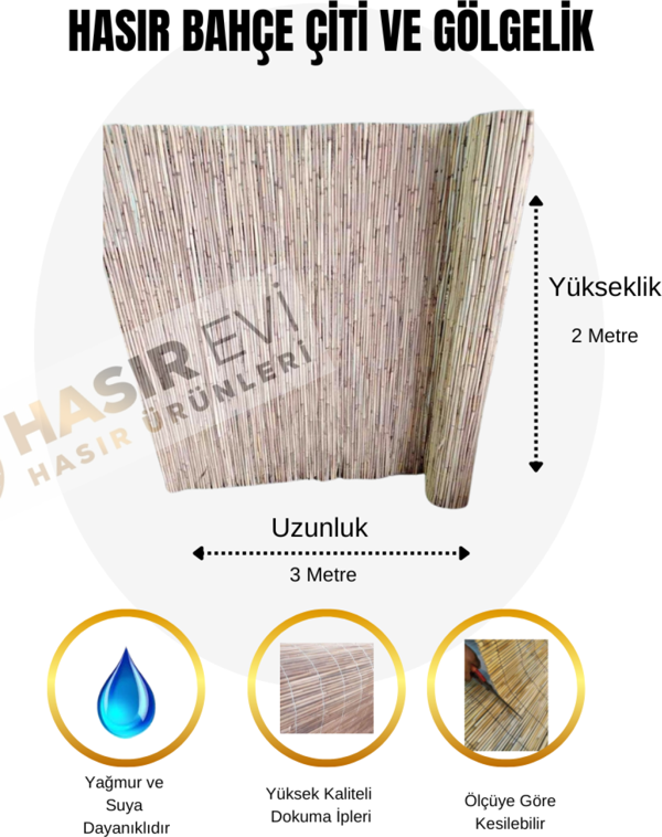 2 Metre x 3 Metre Hasır Bahçe Çiti Gölgelik ve Dekorasyon - Image 1