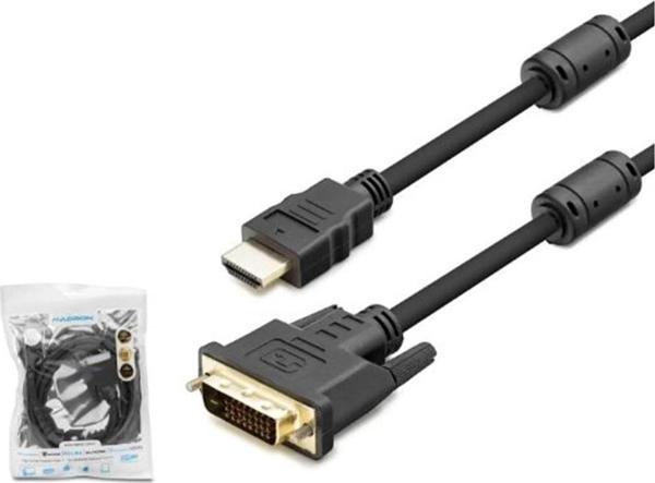 HADRON HDX7752 DVI (M) TO HDMI (M) KABLO 24+1 PVC 1.8M SİYAH 1.8M - Image 1