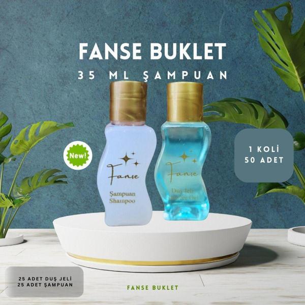 Fanse Otel Temizlik Medikal Malzemeleri Tek Kullanımlık Otel Buklet 25 Adet Şampuan S Şişe 25 Adet Duş Jeli S Şişe Set 35 Ml - Image 1