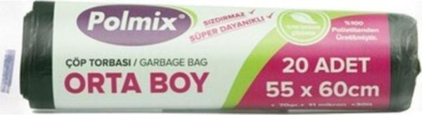 Polmix Endüstriyel Orta Boy Çöp Torbası Siyah 55 X 60 Cm 150 Gr - Image 1