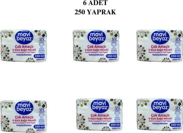Fanse Otel Temizlik Medikal Malzemeleri Çok Amaçlı V Kağıt Mendil Toilet & Kitchen 6 Adet 250 Yaprak - Image 1