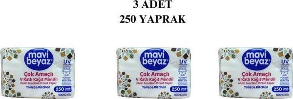 Fanse Otel Temizlik Medikal Malzemeleri Çok Amaçlı V Kağıt Mendil Toilet & Kitchen 3 Adet 250 Yaprak - Image 1