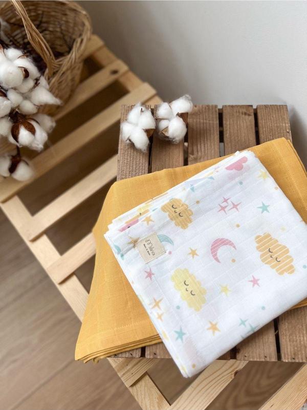 Milna Baby & Kids Çok Amaçlı 2'Li Set Müslin Battaniye Müslin Bebek Battaniyesi Müslin Örtü - Image 1