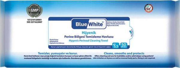 Mavi Beyaz Blue White Perine Bölgesi Vücut Temizleme Havlusu-Mendili 50 Li Kullanım - Image 1