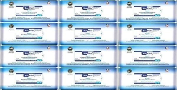 Bluewhite Yetişkin Hasta Vücut Temizleme Mendil-Havlusu (12 Li Set) 50 Yaprak Hijyenik - Image 1