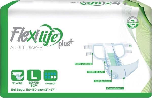 Flexi Life Yetişkin Hasta Bezi Bel Bantlı Tekstil Yüzeyli L Büyük (30 Adet) - Image 1