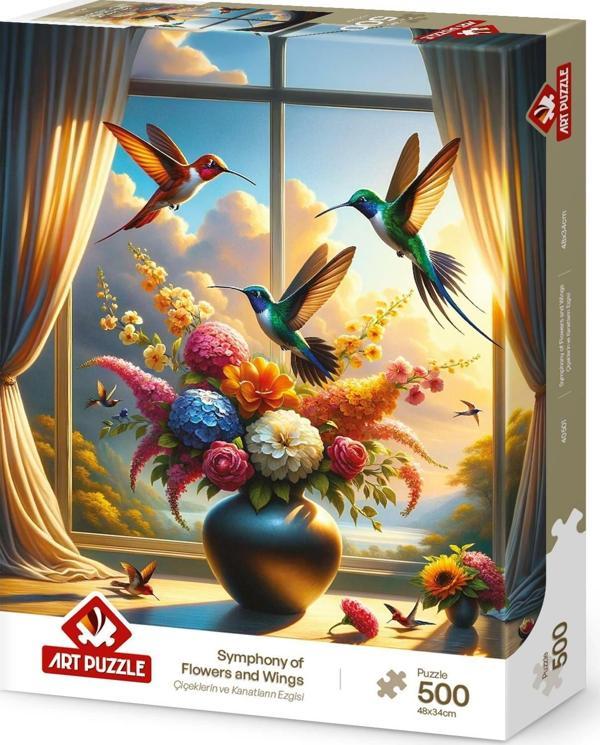 Art Puzzle Çiçeklerin ve Kanatların Ezgisi 500 Parça Puzzle - Image 1