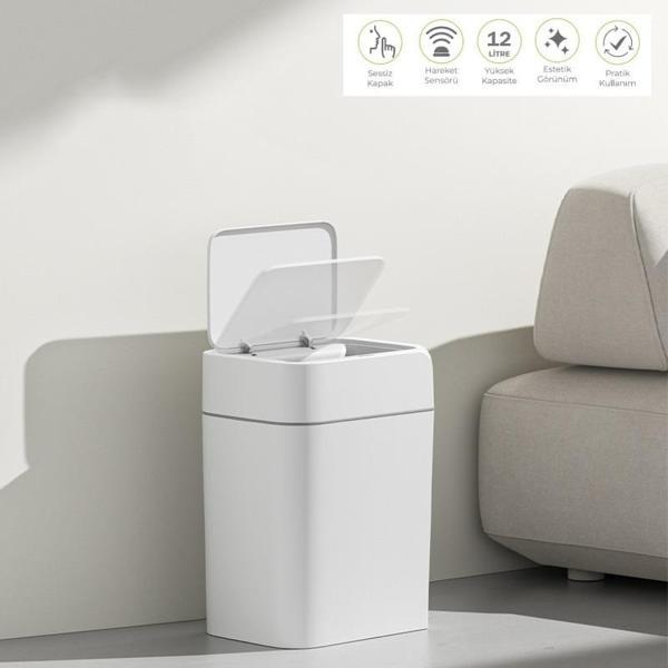 12 Litre Sensörlü Çöp Kovası Ofis Mutfak Banyo Çöp Kovası - Image 1