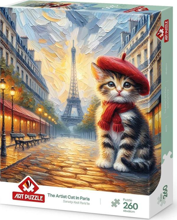 Art Puzzle Sanatçı Kedi Paris’te 260 Parça Puzzle - Image 1