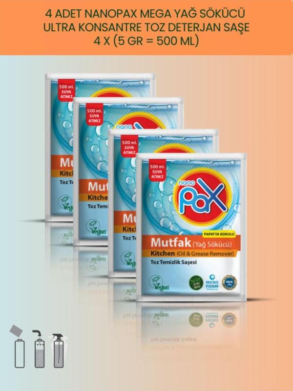 4 ADET MUTFAK TEMİZLİK (YAĞ SÖKÜCÜ) TOZ DETERJAN (ULTRA KONSANTRE) - Image 1