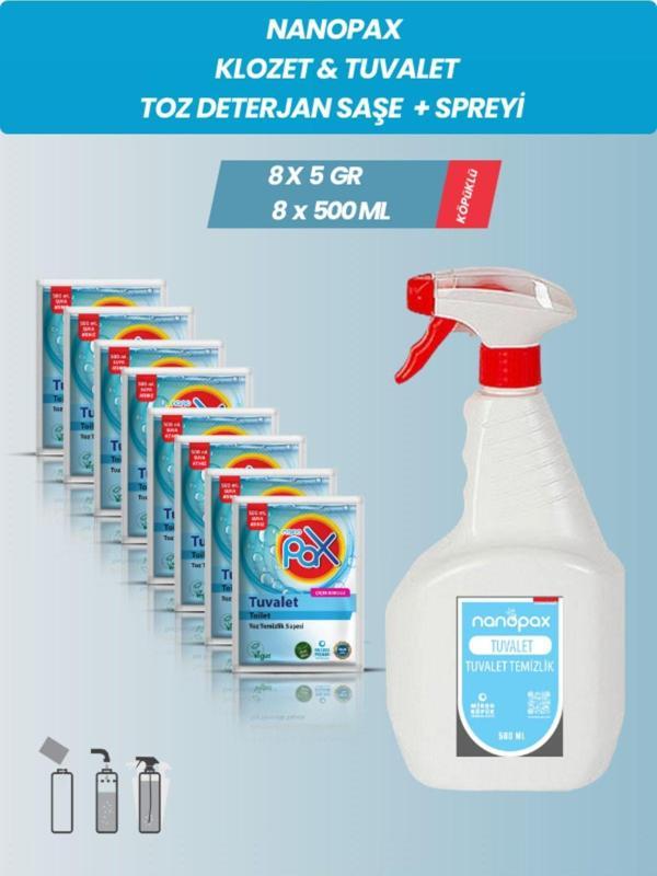 8 ADET KLOZET & TUVALET TOZ DETERJAN (ULTRA KONSANTRE) + SPREYİ - Image 1