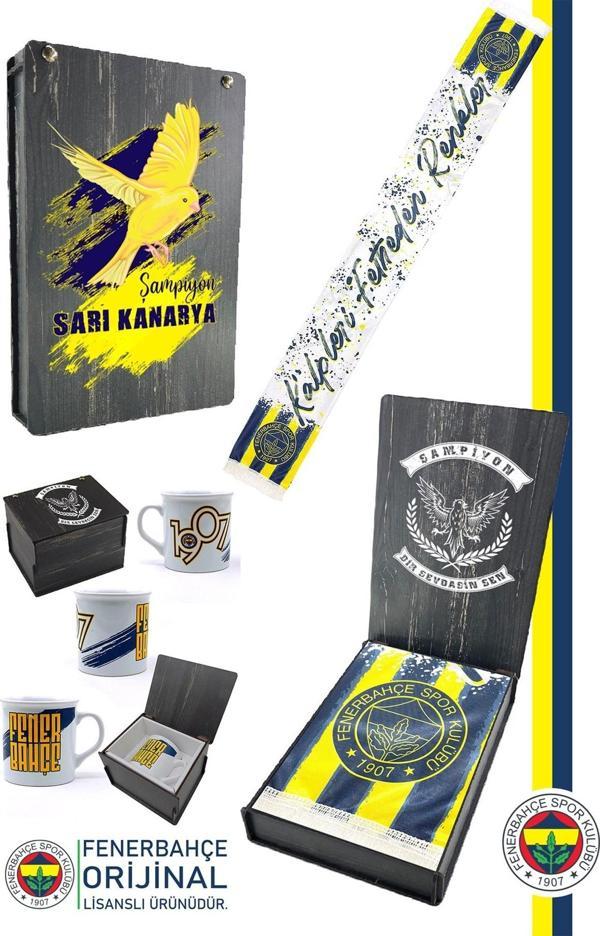 Fenerbahçe Orijinal Lisanslı Kalpleri Fetheden Renkler Fenerbahçe Şal Atkı Seramik Kupa Set Kutulu - Image 1