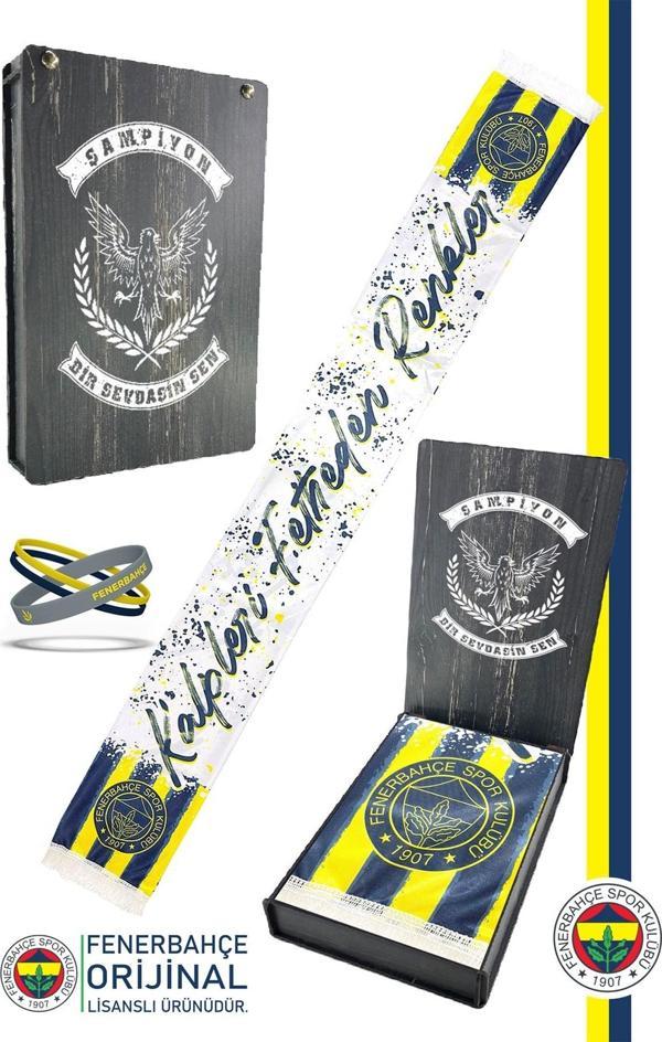 Fenerbahçe Orijinal Lisanslı Kalpleri Fetheden Renkler Fenerbahçe Şal Atkı ve Bileklik Set Kutulu - Image 1