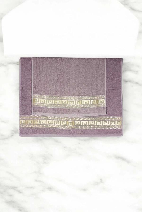 2 Parça Elysium Premium Banyo Havlu Seti  %100 Pamuk 70x140 Cm Mor - Image 1