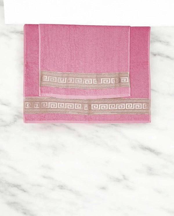 2 Parça Elysium Premium Banyo Havlu Seti  %100 Pamuk 70x140 Cm Pembe - Image 1