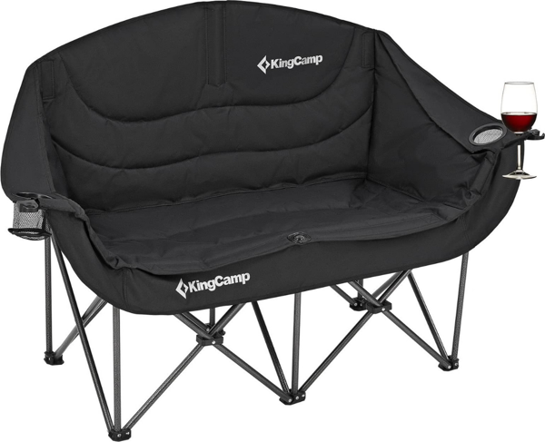 KingCamp Loveseat Double Çift Kişilik Katlanır Kamp Sandalyesi Black - Image 1