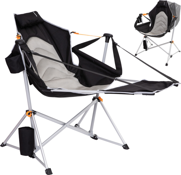 KingCamp Orchid Lux Ayak Dayamalı & Salıncaklı Hamak Kamp Sandalyesi Bl/Grey - Image 1