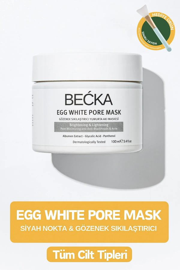 BECKA Gözenek Sıkılaştırıcı Yumurta Akı Maskesi 100 ml - Egg White Pore Mask - Image 1