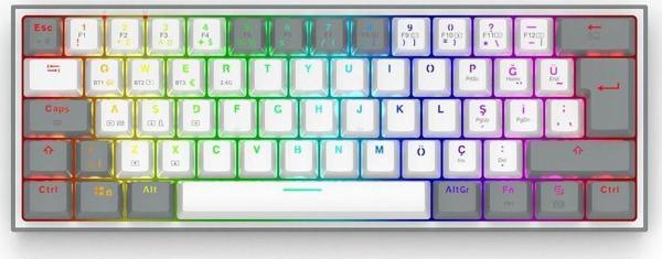 Redragon K616 Fizz PRO RGB Red Switch 2.4GHz Kablosuz Türkçe Mekanik Oyuncu Klavyesi Beyaz, Gri - Image 1