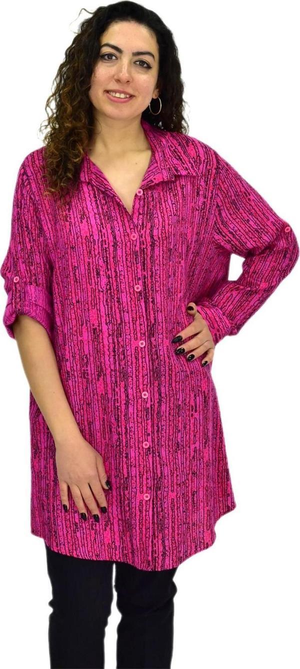 Kadın Çizğili Kol Kıvırmalı Tunik BGL-ST02106 - Image 1