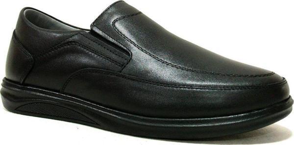 Fancy Siyah Hakiki Deri Bağcıksız Anatomik Comfort Erkek Ayakkabı - Image 1
