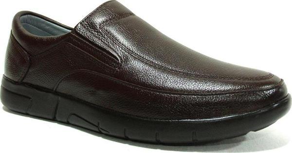Fancy Kahverengi Hakiki Deri Bağcıksız Anatomik Comfort Erkek Ayakkabı - Image 1