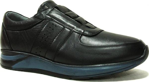 Fancy Siyah Hakiki Deri Bağcıksız Anatomik Comfort Erkek Ayakkabı - Image 1