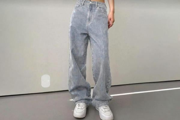 Moda Baggy Jean Kot Kadın Bol Salaş Geniş Paça Rahat Pantolon - Image 1