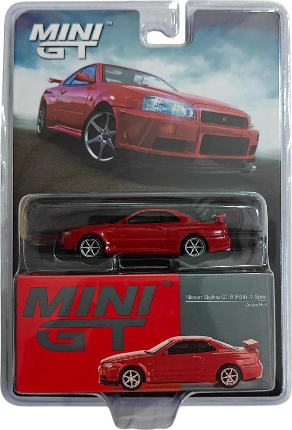 Mini GT 796 Nissan Skyline GT-R (R34) V-Spec Active Red - Blister Paket - Image 1