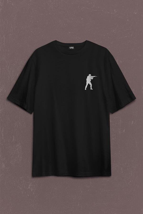 Cs Go Csgo Counter Strike Global Offensıve Sırt Ön Baskılı Oversize Tişört Unisex T-Shirt - Image 1